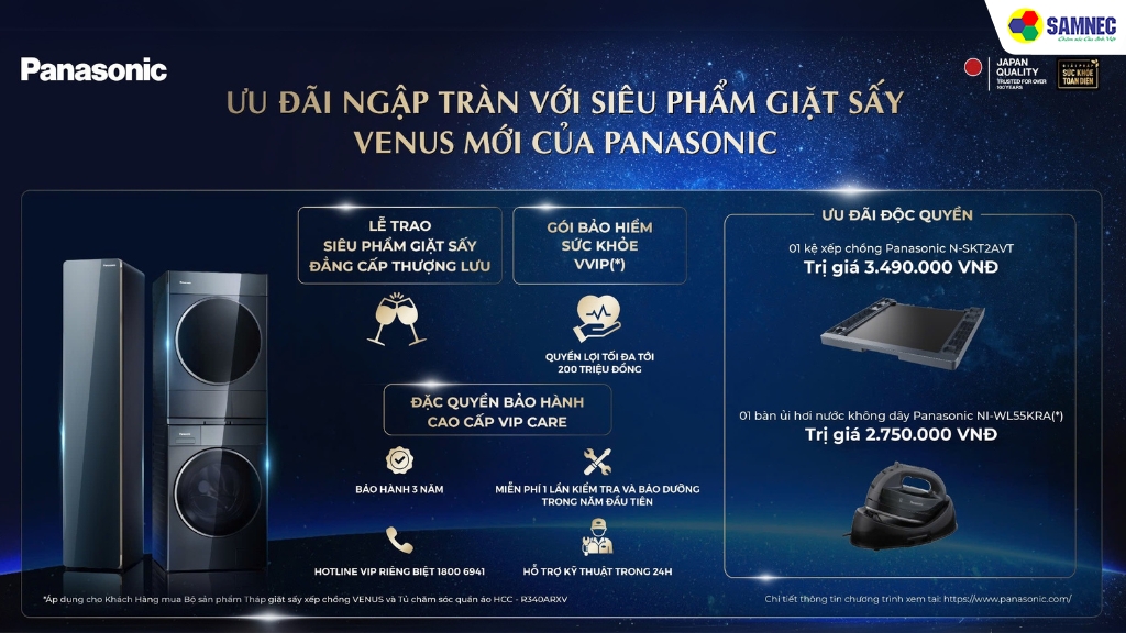 Ưu Đãi Cuối Năm Dành Riêng Cho Khách Hàng Mua Tháp Giặt Sấy Và Tủ Chăm Sóc Quần Áo Panasonic