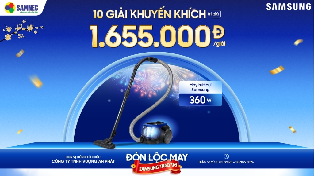 10 Giải Khuyến Khích: Máy hút bụi Samsung VC18M2120SB/SV trị giá 1.655.000 VNĐ