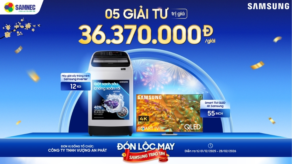 5 Giải Tư: Trọn bộ sản phẩm Samsung mỗi giải trị giá 36.370.000 VNĐ