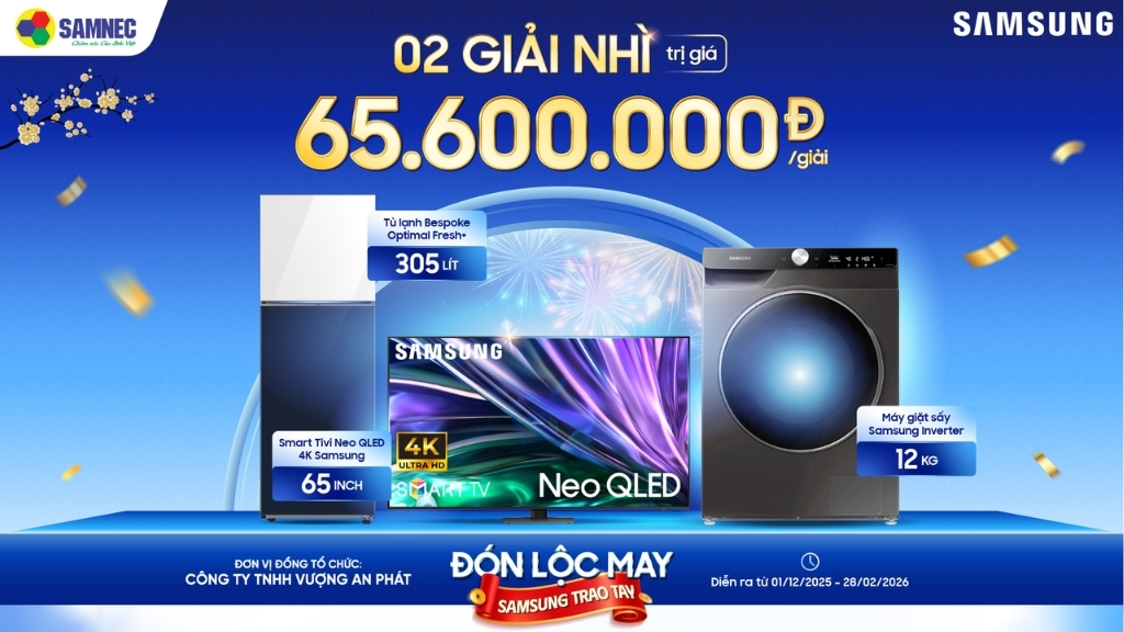 2 Giải Nhì: Trọn bộ sản phẩm Samsung mỗi giải trị giá 65.600.000VNĐ