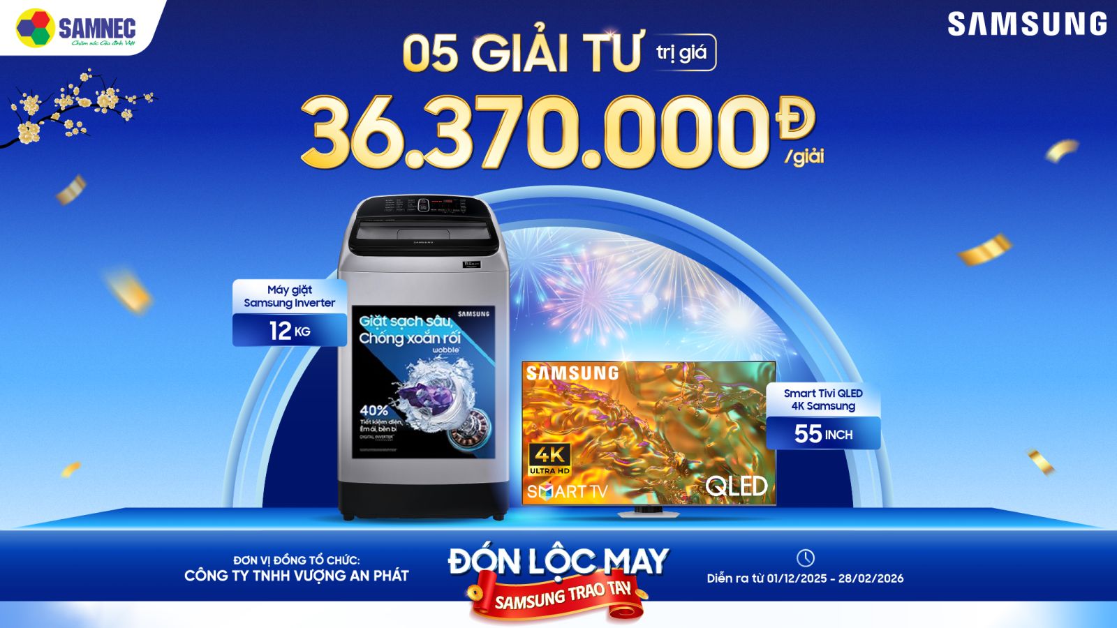 5 Giải Tư: Trọn bộ sản phẩm Samsung mỗi giải trị giá 36.370.000 VNĐ