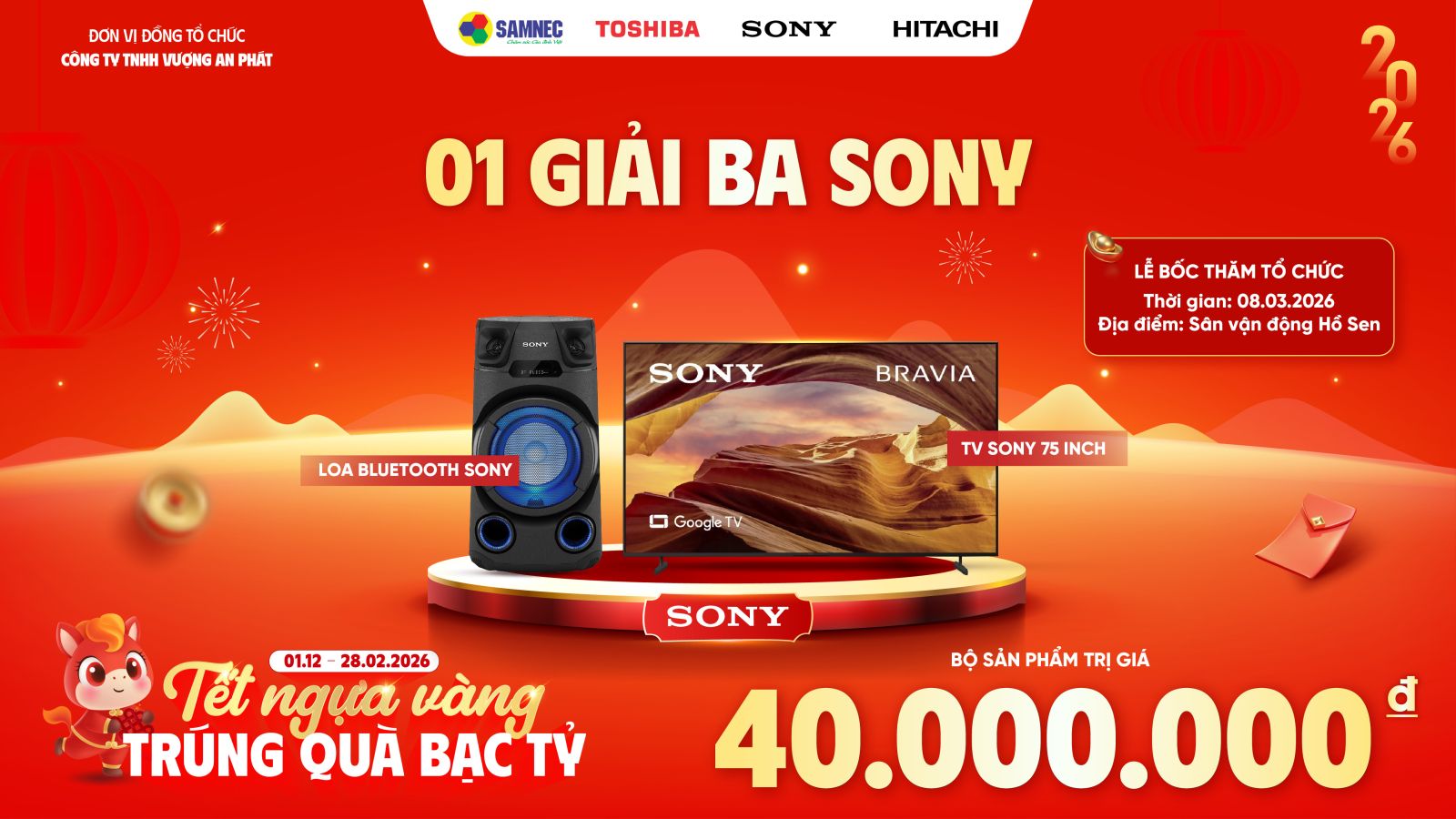 1 Giải Ba Sony: Trọn bộ sản phẩm Sony trị giá 40.000.000 VNĐ