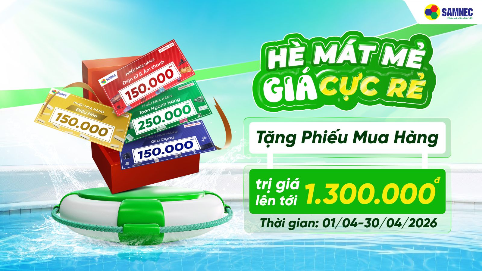 Tặng phiếu mua hàng giảm giá lên đến 1.300.000đ