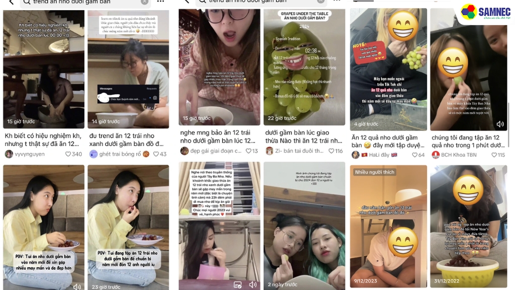 Giới trẻ Việt hưởng ứng trào lưu ăn 12 quả nho như thế nào