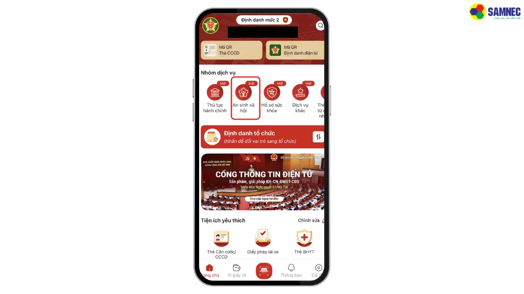 Mở ứng dụng VNeID