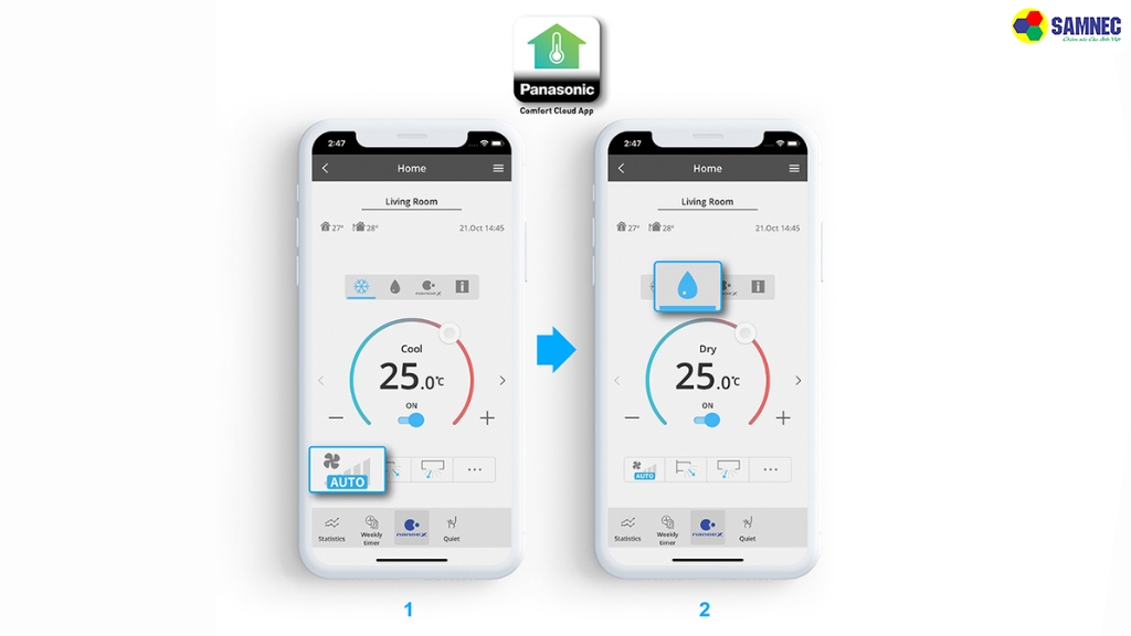Với ứng dụng Panasonic Comfort Cloud
