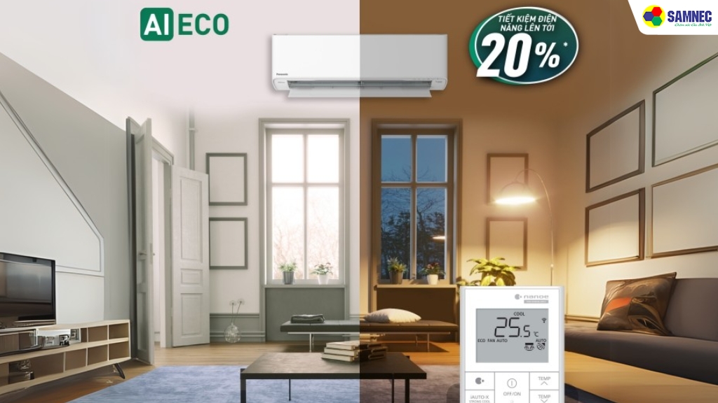 Chế độ ECO tích hợp AI được ứng dụng trên các dòng điều hoà series XU, PU, XZ và YZ của Panasonic