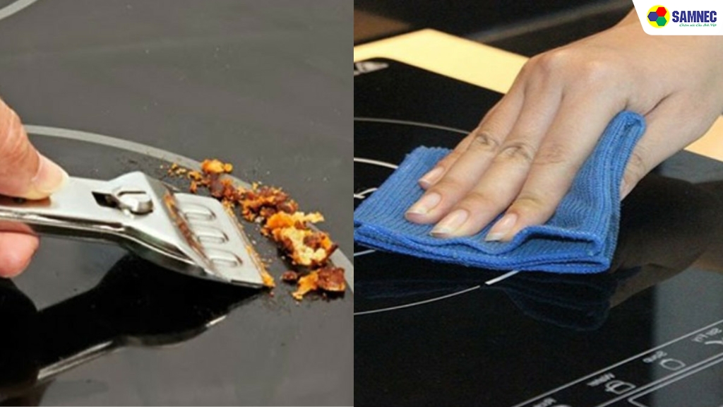 cạo sạch các vết thức ăn