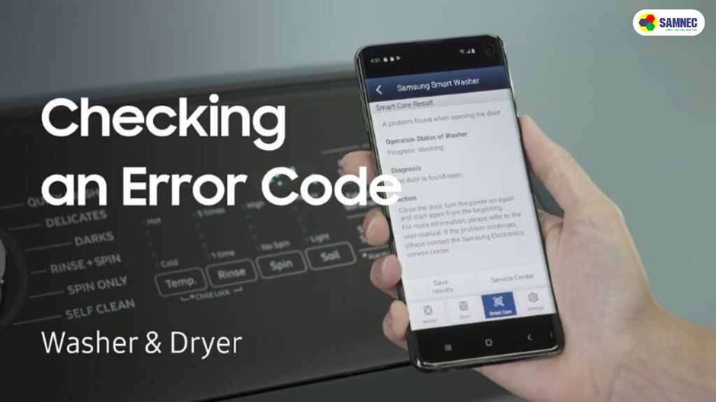 test lỗi máy giặt Samsung qua ứng dụng Smart Washer