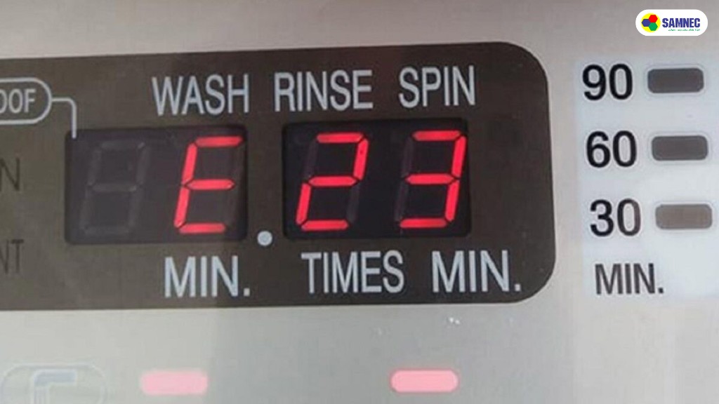 máy giặt toshiba báo lỗi e23