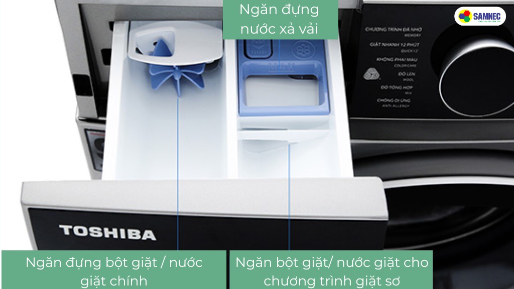 Đối với ngăn chứa nước xả vải loại 2