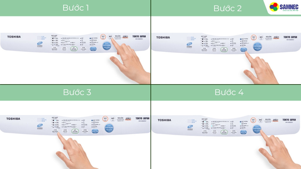 Cách hẹn giờ máy giặt Toshiba cửa trên