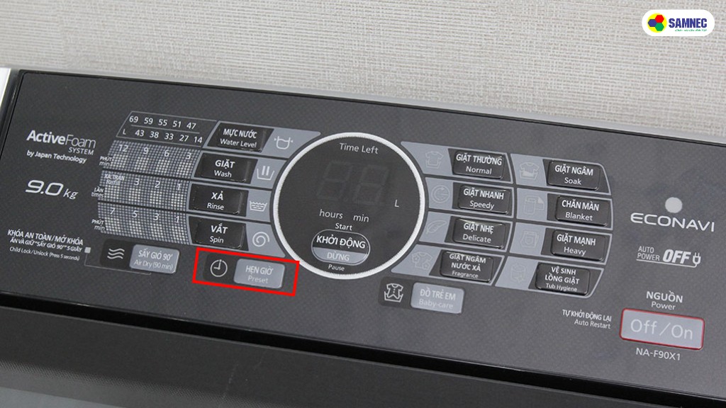 Tính năng hẹn giờ máy giặt Panasonic cửa trên