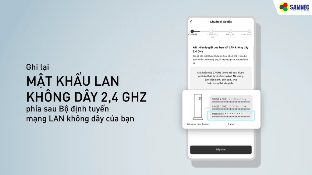 Kết nối máy giặt Panasonic với mạng Wi-Fi đang dùng