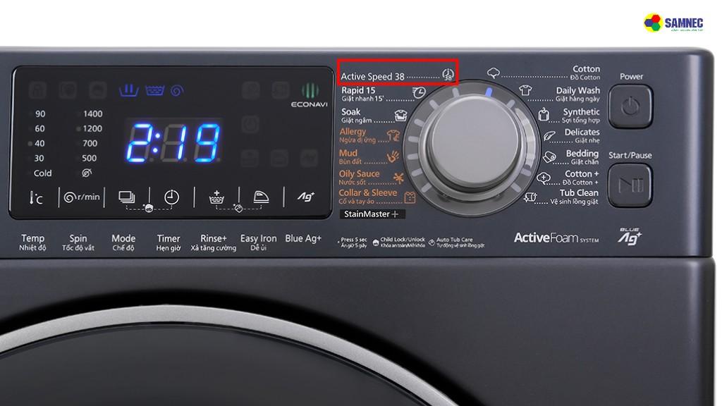 Tính năng giặt nhanh Active Speed Wash trên máy giặt Panasonic