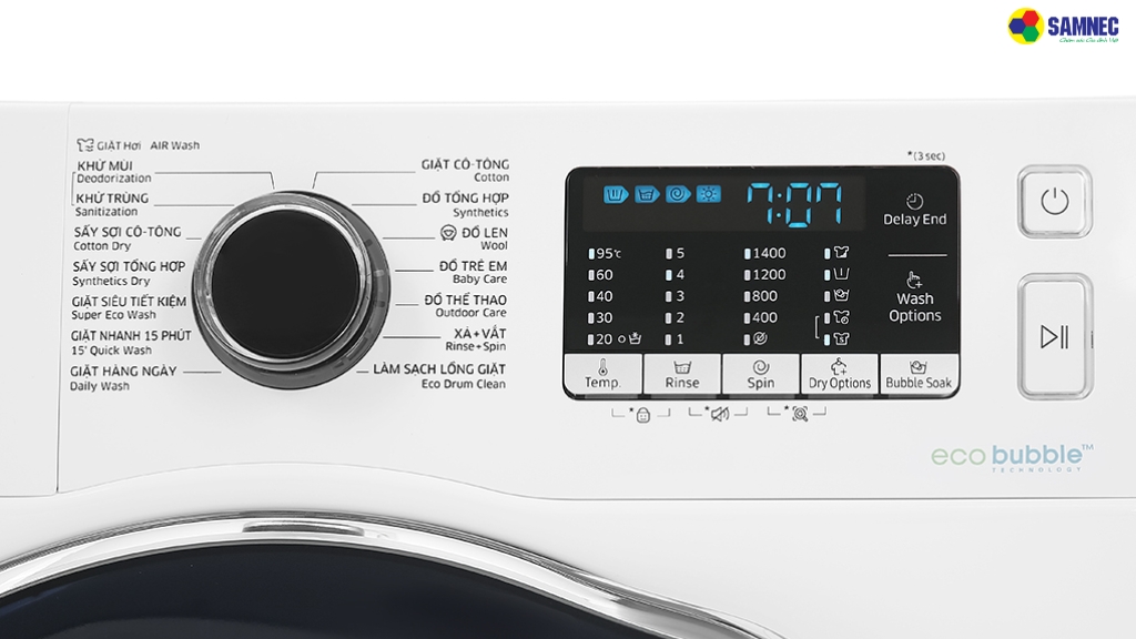 Các chế độ sấy khô của máy giặt Samsung