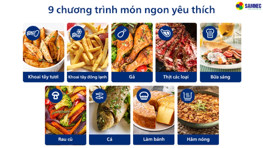 Cài đặt sẵn 9 chương trình