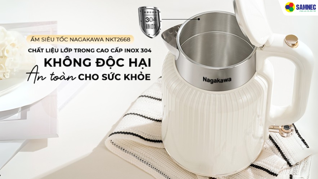 Phần ruột bình siêu tốc làm từ chất liệu inox 304