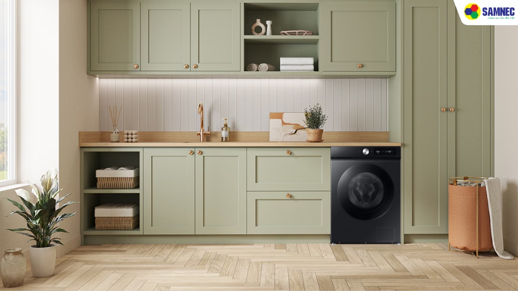 Máy giặt sấy Bespoke Inverter Samsung giặt 12 kg - sấy 7 kg WD12DB7B85GBSV có thiết kế hiện đại