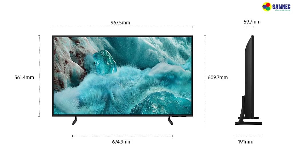 Thiết kế Slimlook viền mỏng tinh tế giúp tivi Samsung QA43Q7FAAKXXV