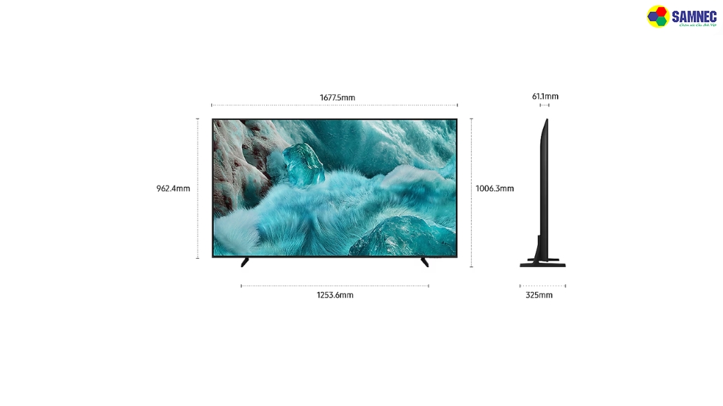 Thiết kế Slimlook viền mỏng tinh tế giúp tivi Samsung QA75Q7FAAKXXV