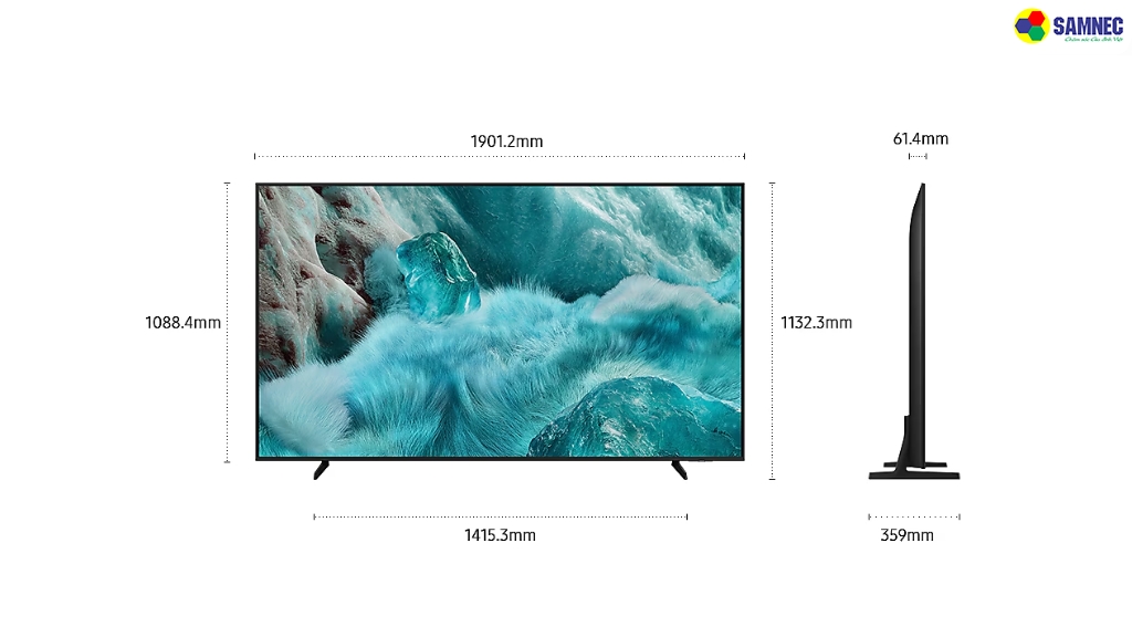 Thiết kế Slimlook viền mỏng tinh tế giúp tivi Samsung QA85Q7FAAKXXV