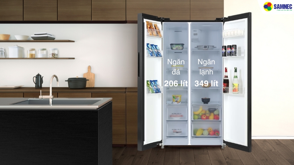 Tủ lạnh Toshiba có tổng dung tích sử dụng 555 lít