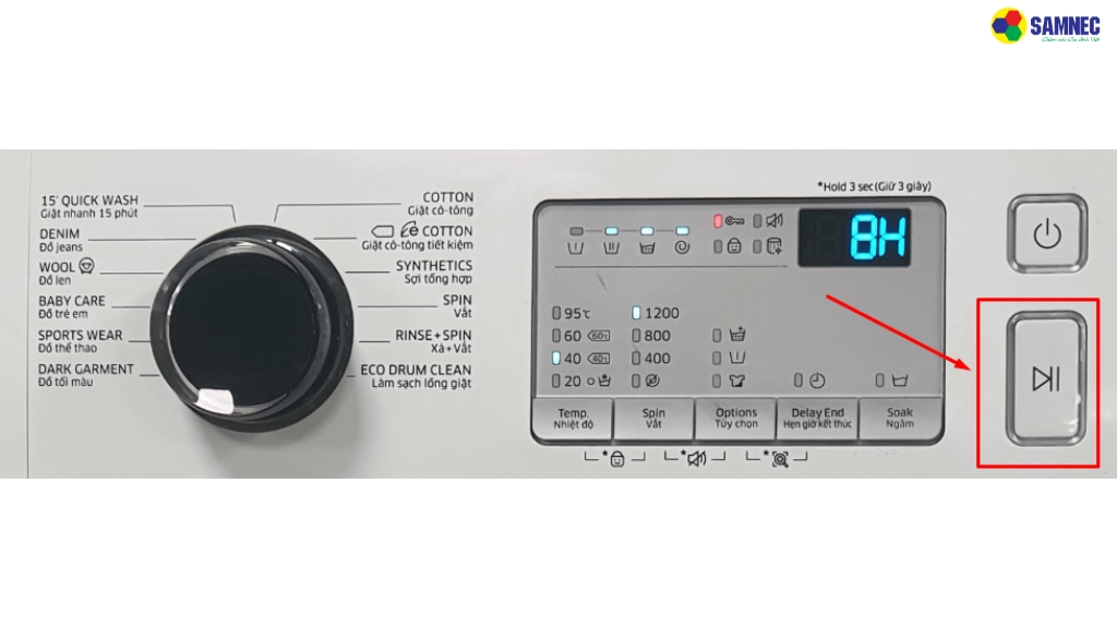 Cách hẹn giờ máy giặt Samsung cửa trước