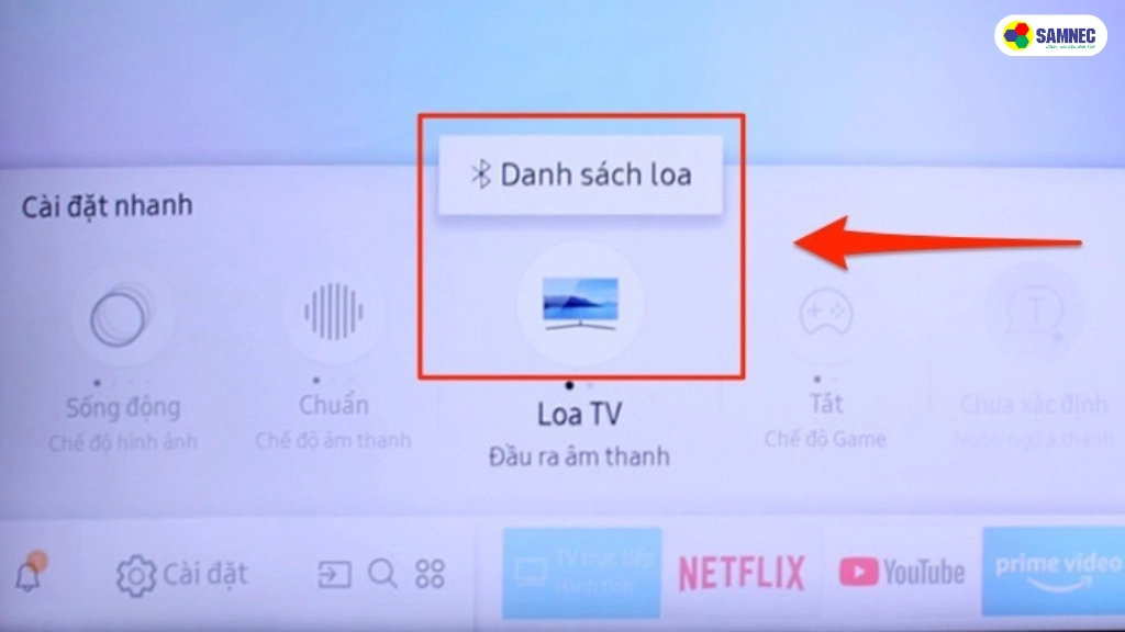 bước 3 kết nối tivi samsung với loa bluetooth