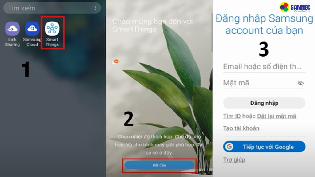 Đăng nhập ứng dụng SmartThings