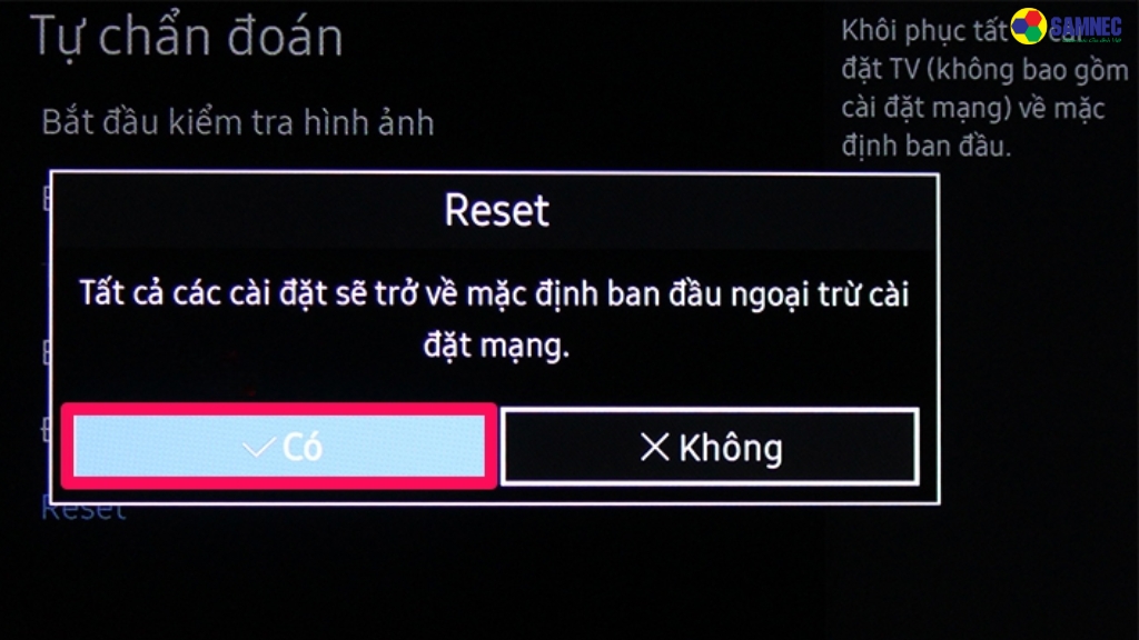 Khôi phục cài đặt gốc và dò lại kênh