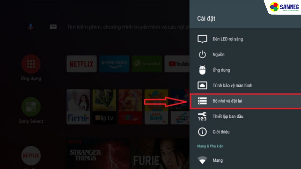 Cách kiểm tra dung lượng bộ nhớ trống trên tivi Sony