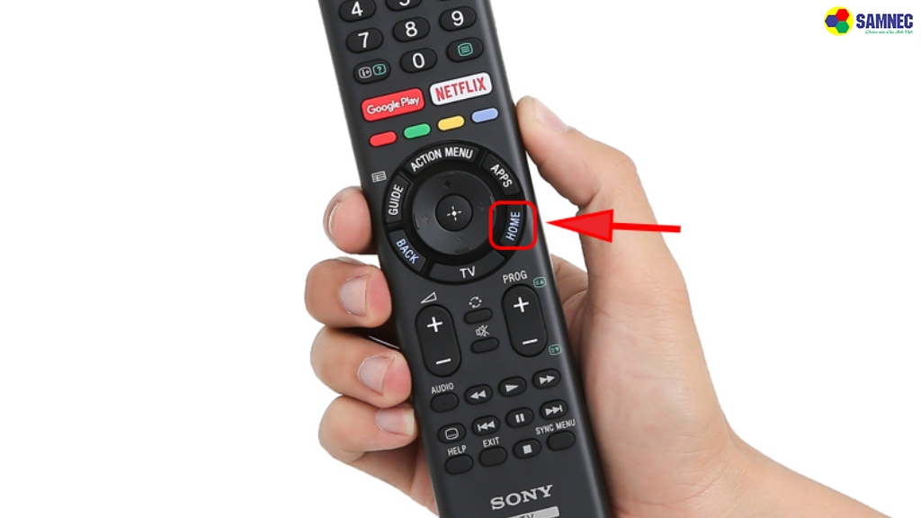 Nhấn nút Home trên remote 