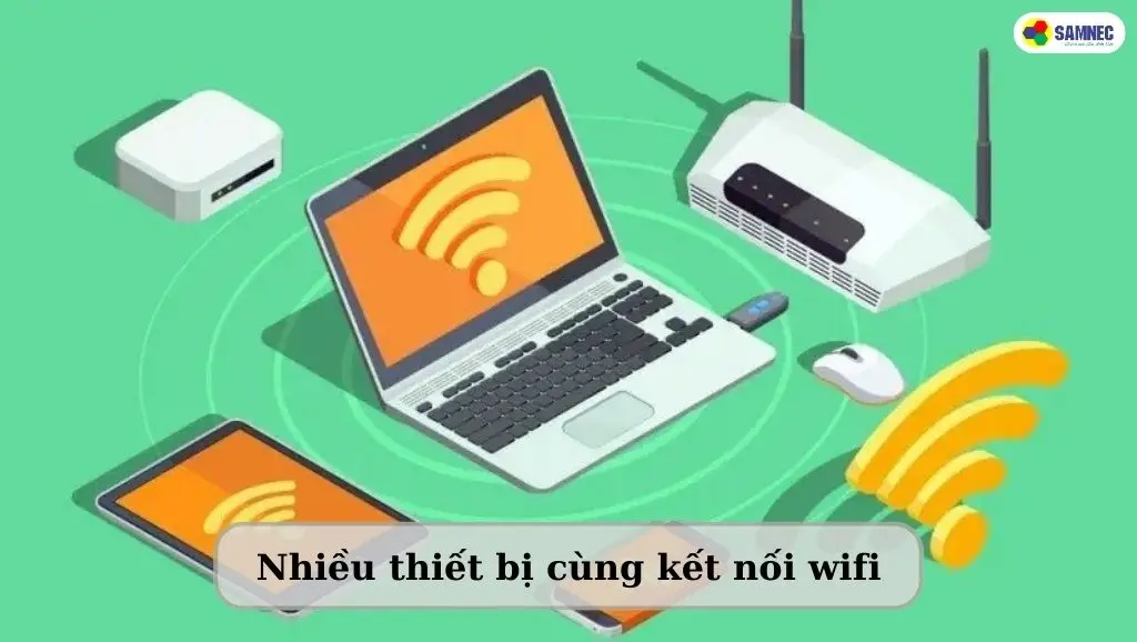 Nhiều thiết bị kết nối với wifi