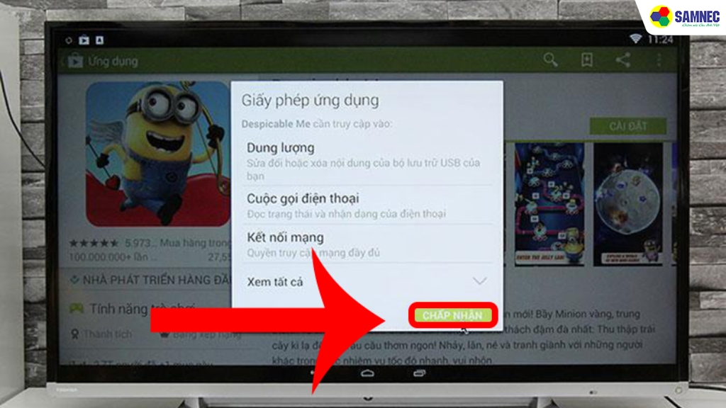 Chọn Chấp nhận