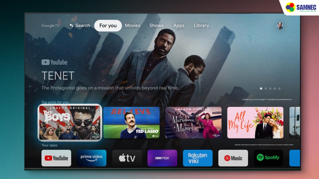 Giao diện Google TV hiện đại