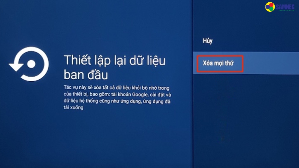 Khôi phục cài đặt gốc và thiết lập lại tivi