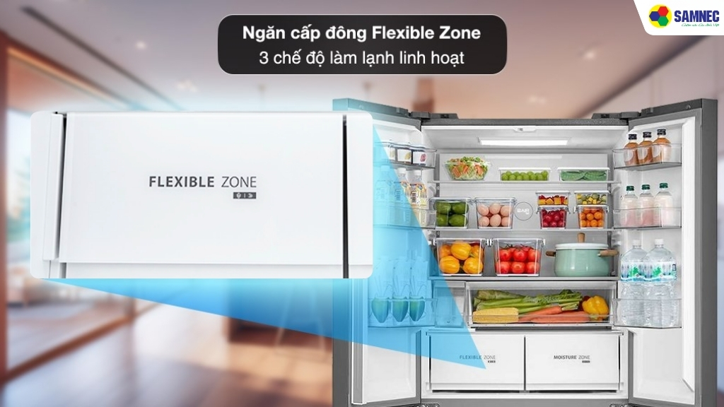 Ngăn linh hoạt Flexible Zone tủ lạnh Toshiba