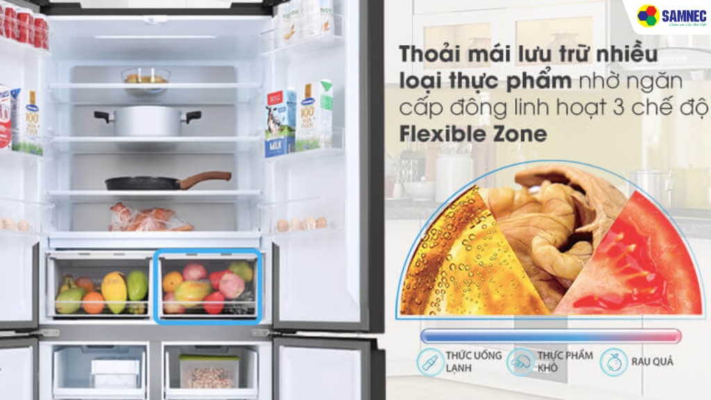 Nguyên lý hoạt động Flexible Zone tủ lạnh Toshiba