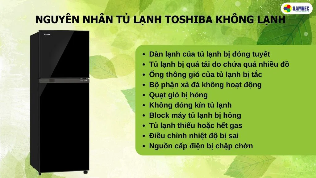 nguyên nhân tủ lạnh toshiba không lạnh