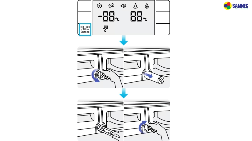 Cách thay bộ lọc nước trên tủ lạnh Samsung