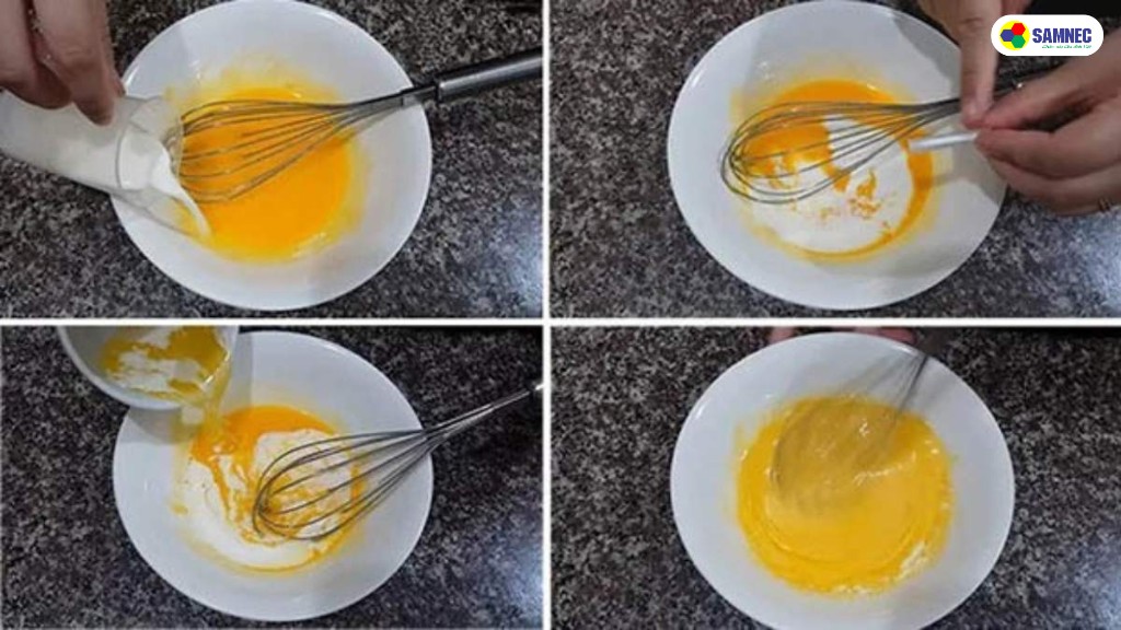Làm hỗn hợp bánh bông lan
