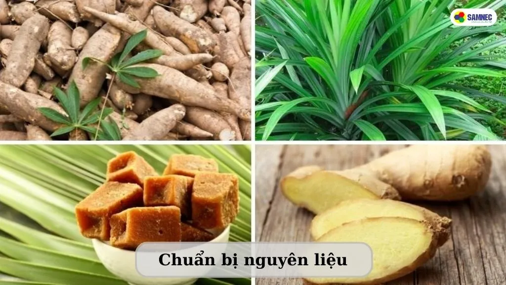 chuẩn bị nguyên liệu làm chè sắn mochi