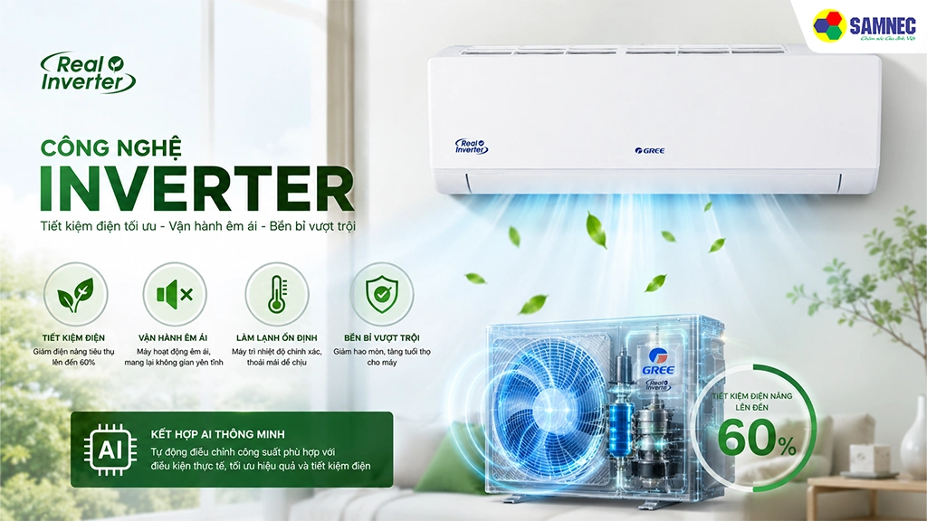 Điều hòa Gree Inverter 2 chiều 1 HP BD9HI- Công nghệ inverter