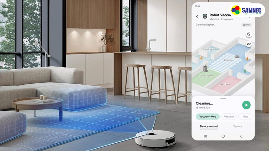 Robot hút bụi lau nhà Samsung Bespoke VR7MD96514G/SV- Ứng dụng smartThings