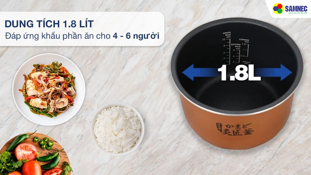 Nồi cơm điện tử 1.8 lít Toshiba RC-18DR5UVN(W)- dung tích