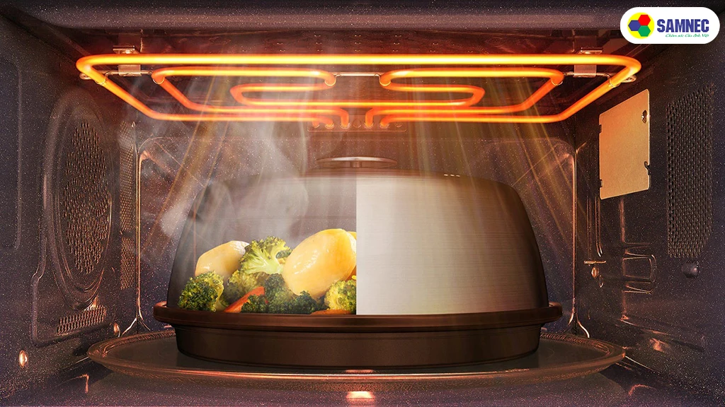 Tiện ích lò vi sóng Samsung  MC35R8088LESV- công nghệ hấp