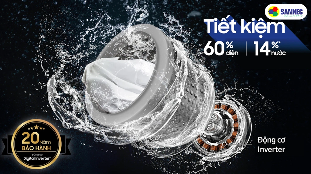 Máy giặt Samsung Ecobubble Inverter 17 kg WA17CG6442BDSV- Công nghệ tiết kiệm điện