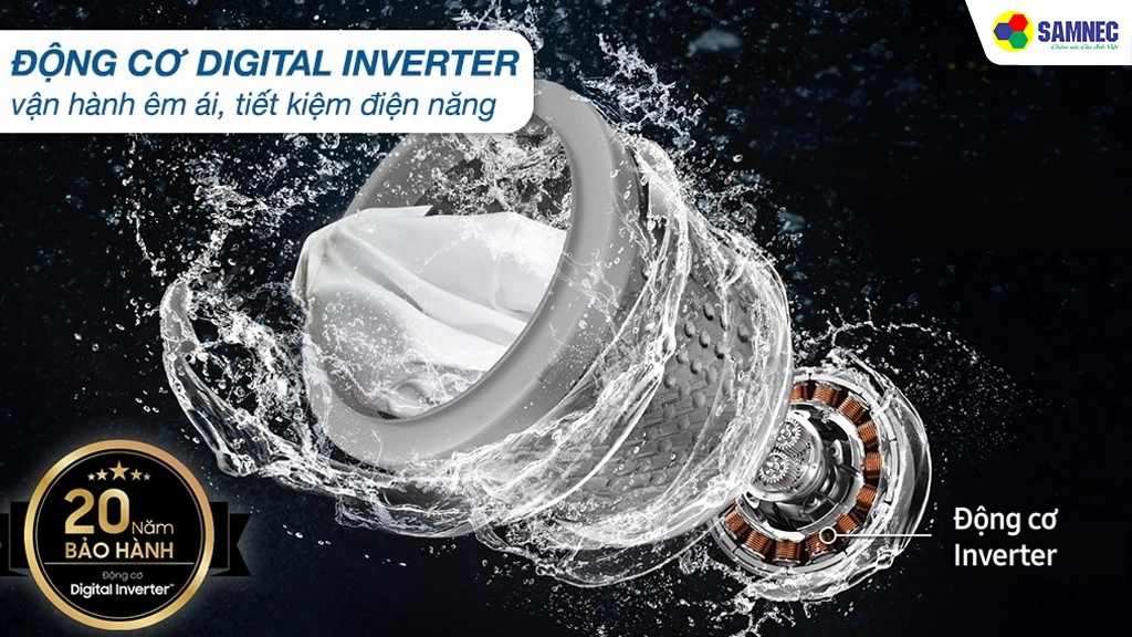 Máy giặt Bespoke AI 10 Kg Samsung WW10DB7U34GBSV- Công nghệ tiết kiệm điện