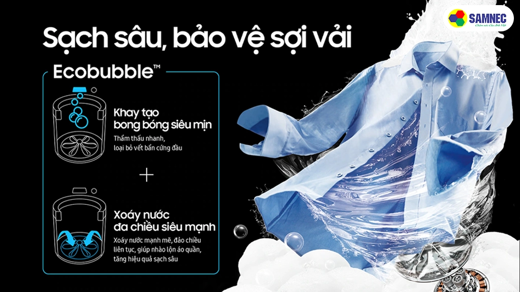 Máy giặt Samsung Ecobubble Inverter 17 kg WA17CG6442BDSV- công nghệ bong bóng siêu mịn
